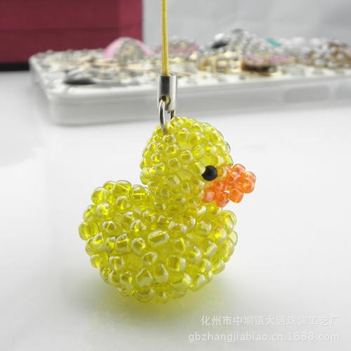 饰品厂家批发 热卖手工工艺品 手机挂件饰品 小黄鸭 可配防尘塞