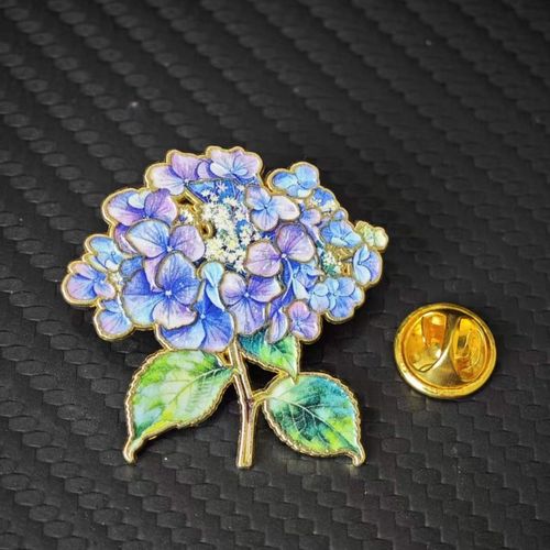 梦幻紫蓝绣球花叶金属装饰件 小众通勤穿搭的随身浪漫